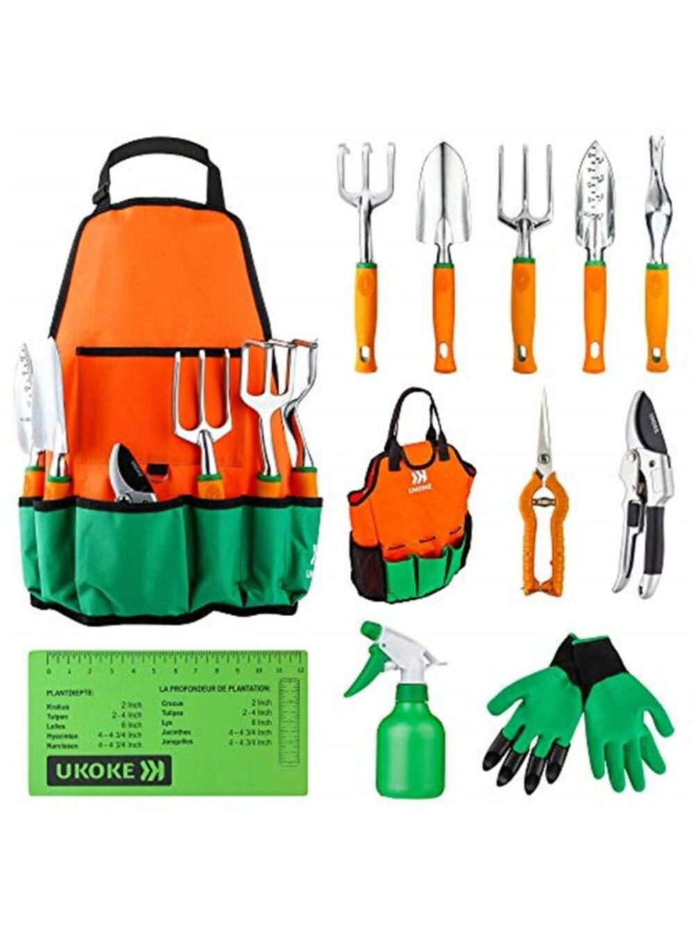12 Piece Gardening Tool Set Heavy Duty Hand Tools Pruning Shears Gloves Apron